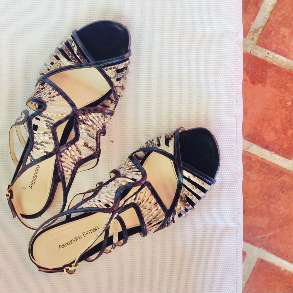 Alexandre Birman Leather Snakeskin Sandals